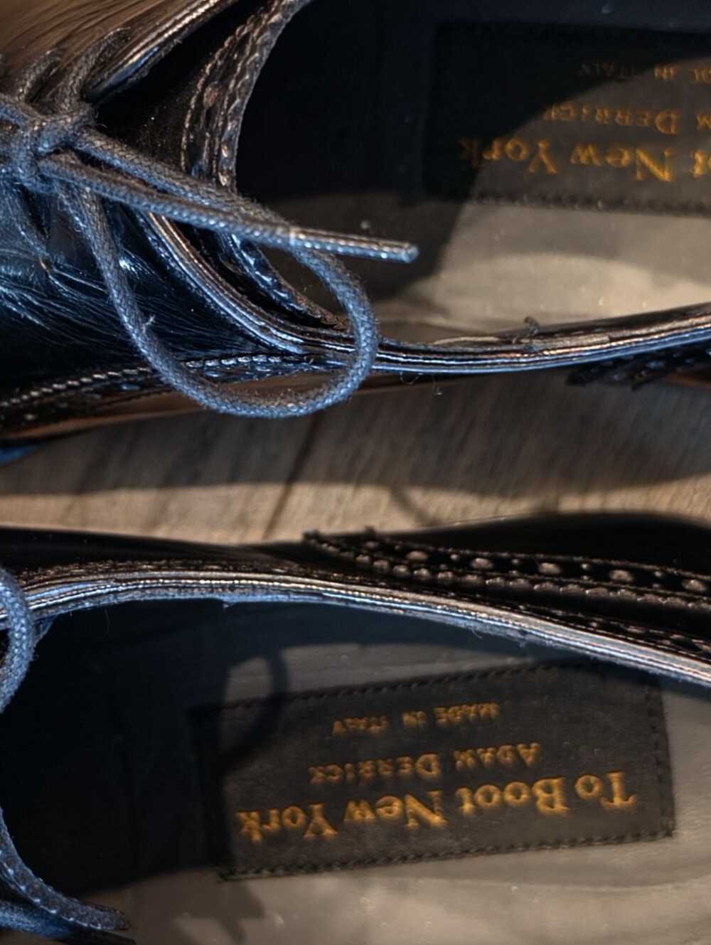 To Boot New York Black Polished Wingtip Derbys - Picture 9 of 9